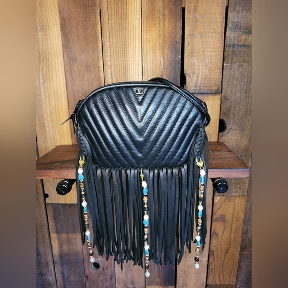 Valentino Garavani Quilted Crossbody Bag  Louis Vuitton fringe revamped upcycled - Picture 5 of 13